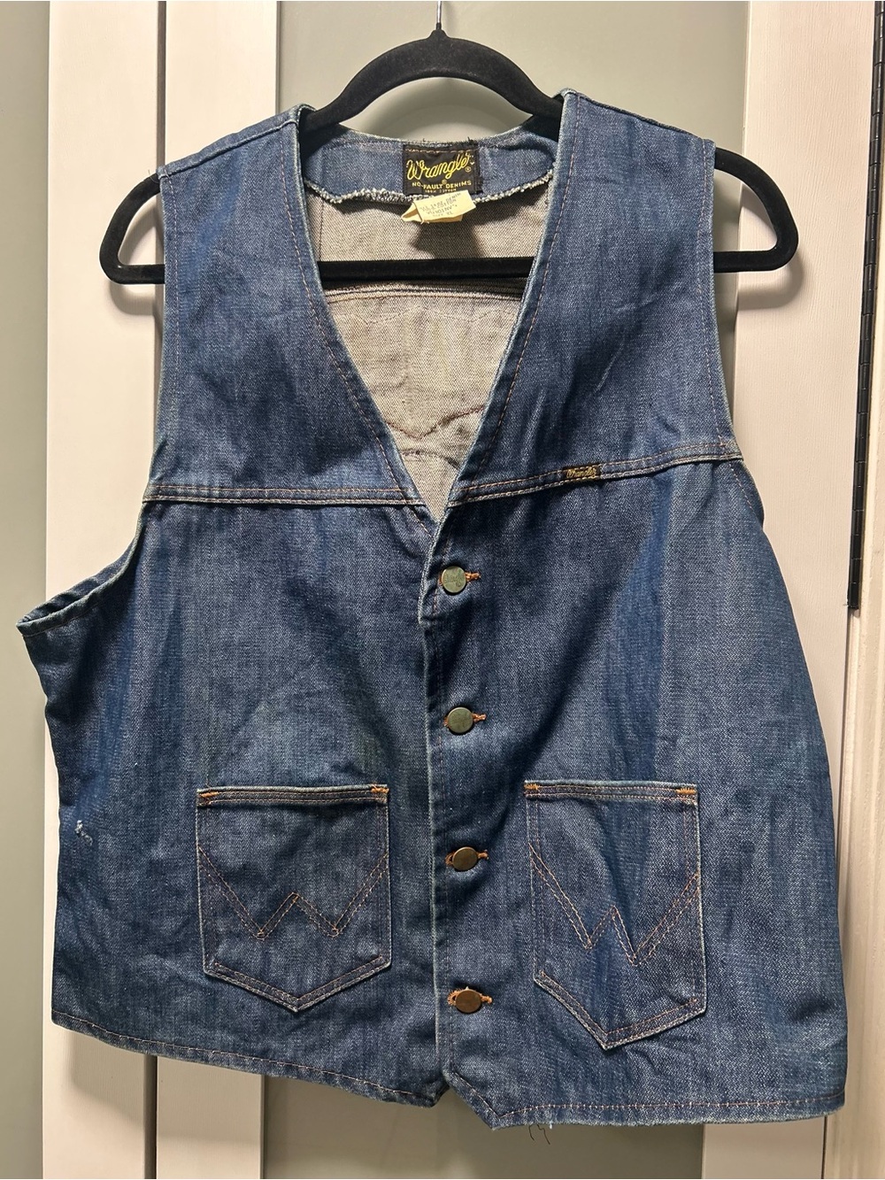 Vintage Wrangler Harley Davidson Jean Vest Size XL Dresser Touring Association